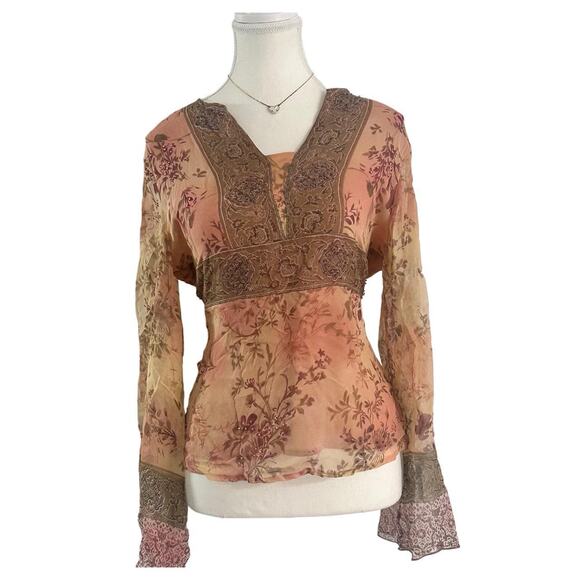 New York & Company Tops - New York City Design Co 100% Silk Size Medium Vintage Cottage Core - Fairy Top